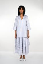 Striped cotton A-line dress with petticoat