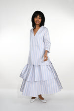 Striped cotton A-line dress with petticoat