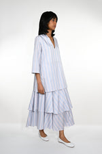 Striped cotton A-line dress with petticoat