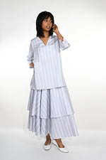 Striped cotton A-line dress with petticoat