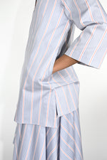 Striped cotton A-line dress with petticoat