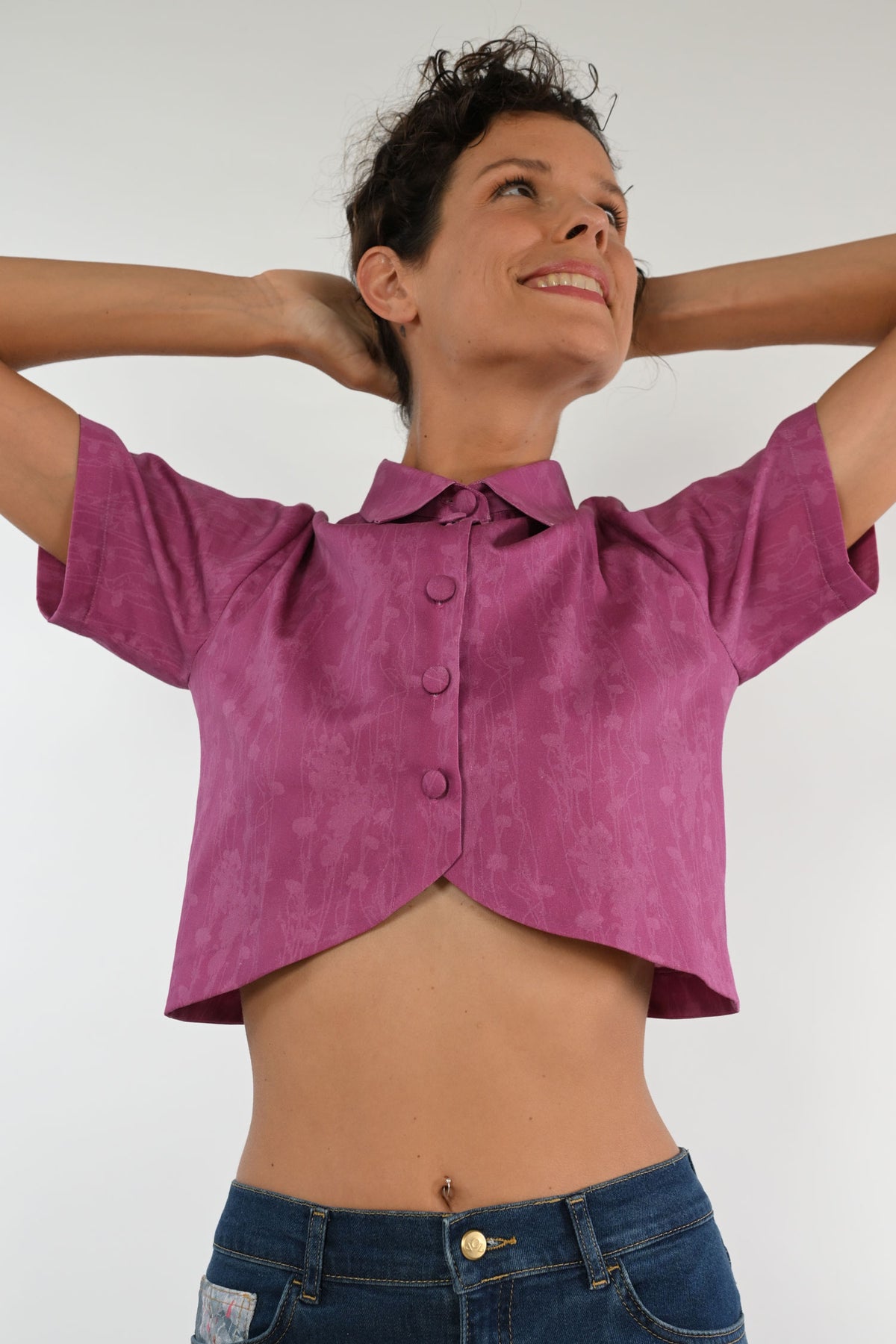 Fuchsia cotton short shirt