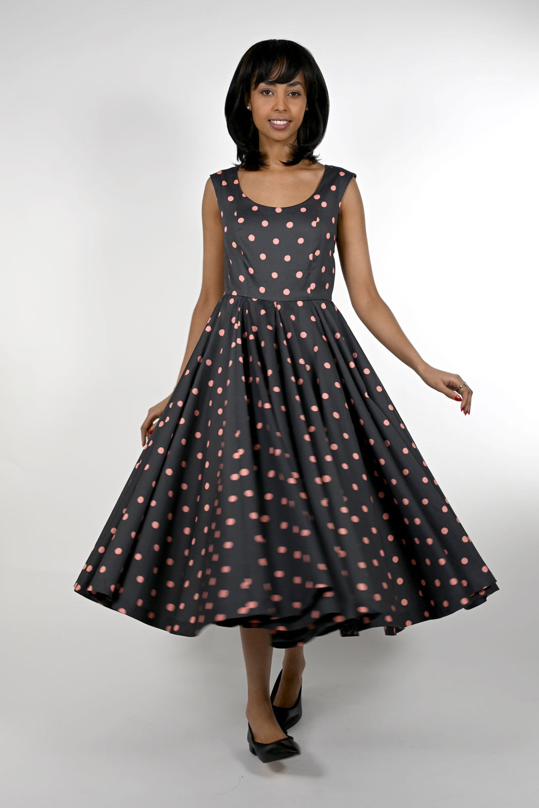 Midi dress with polka