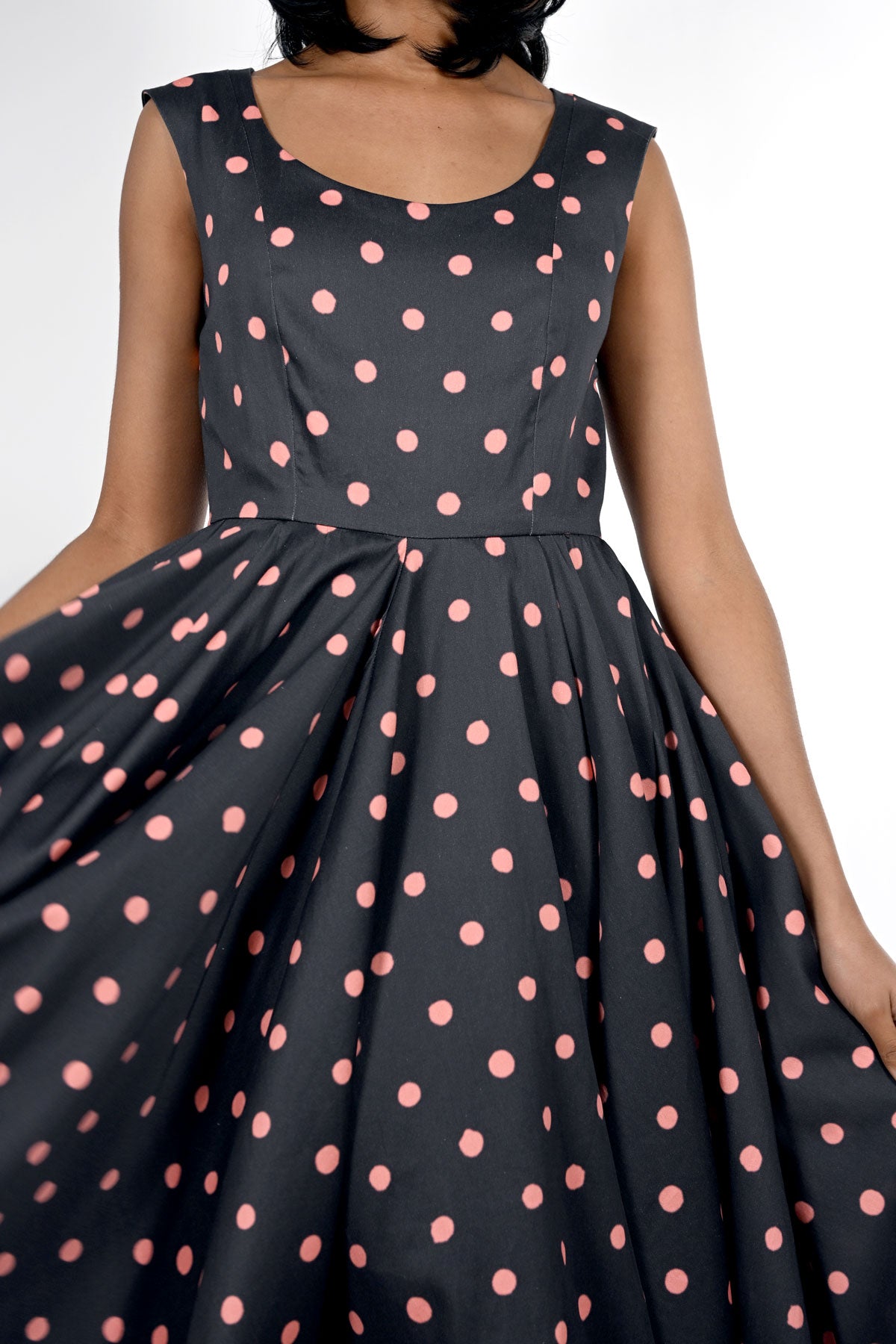 Midi dress with polka