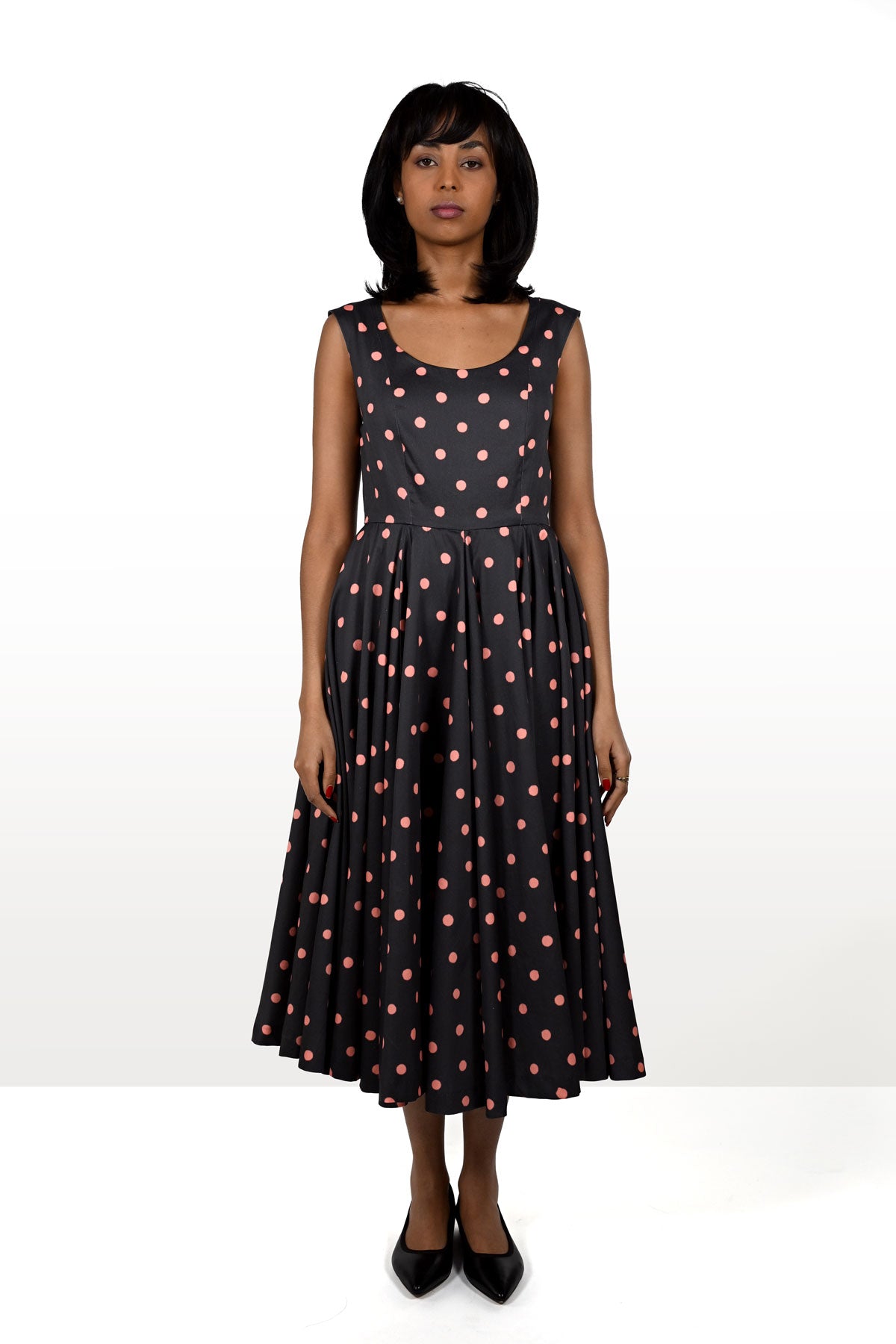 Midi dress with polka