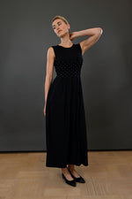 Hand-Smocked Black Viscose Dress