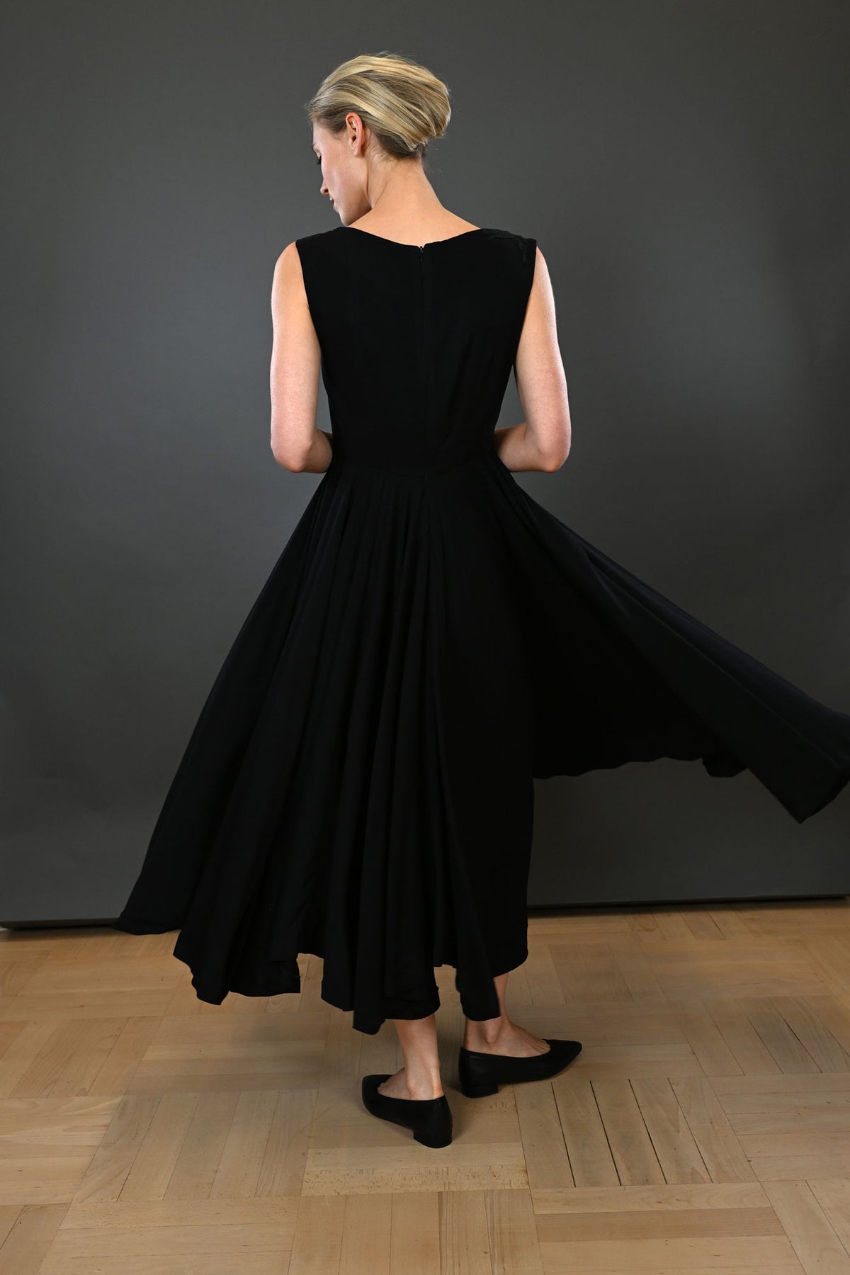 Embroidered Dress with a Double-Circle Skirt