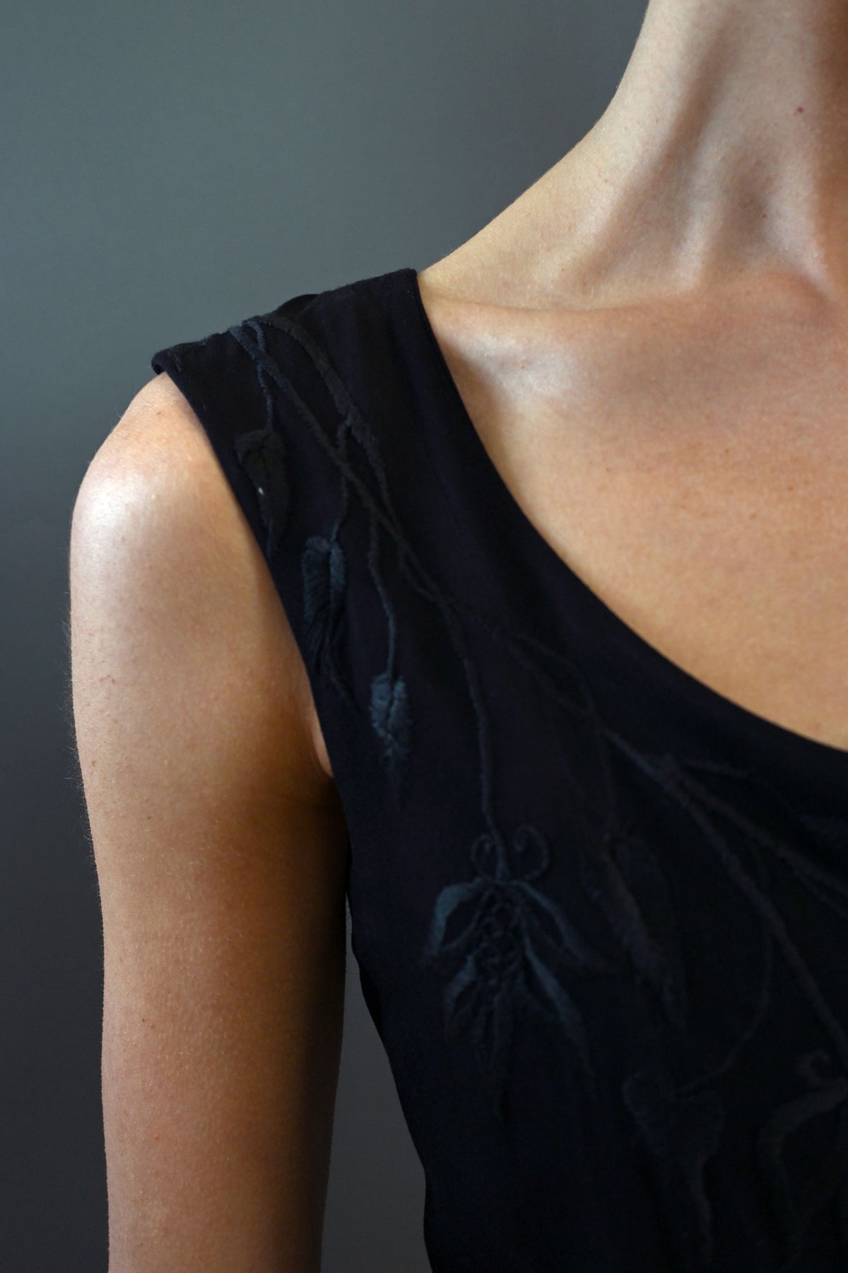 Embroidered Dress with a Double-Circle Skirt