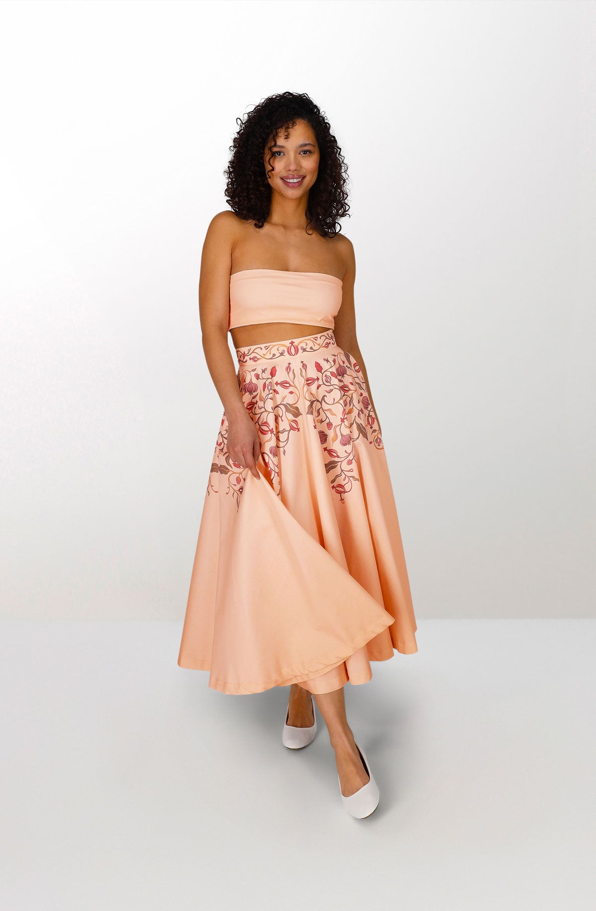 Organic cotton cream long skirt