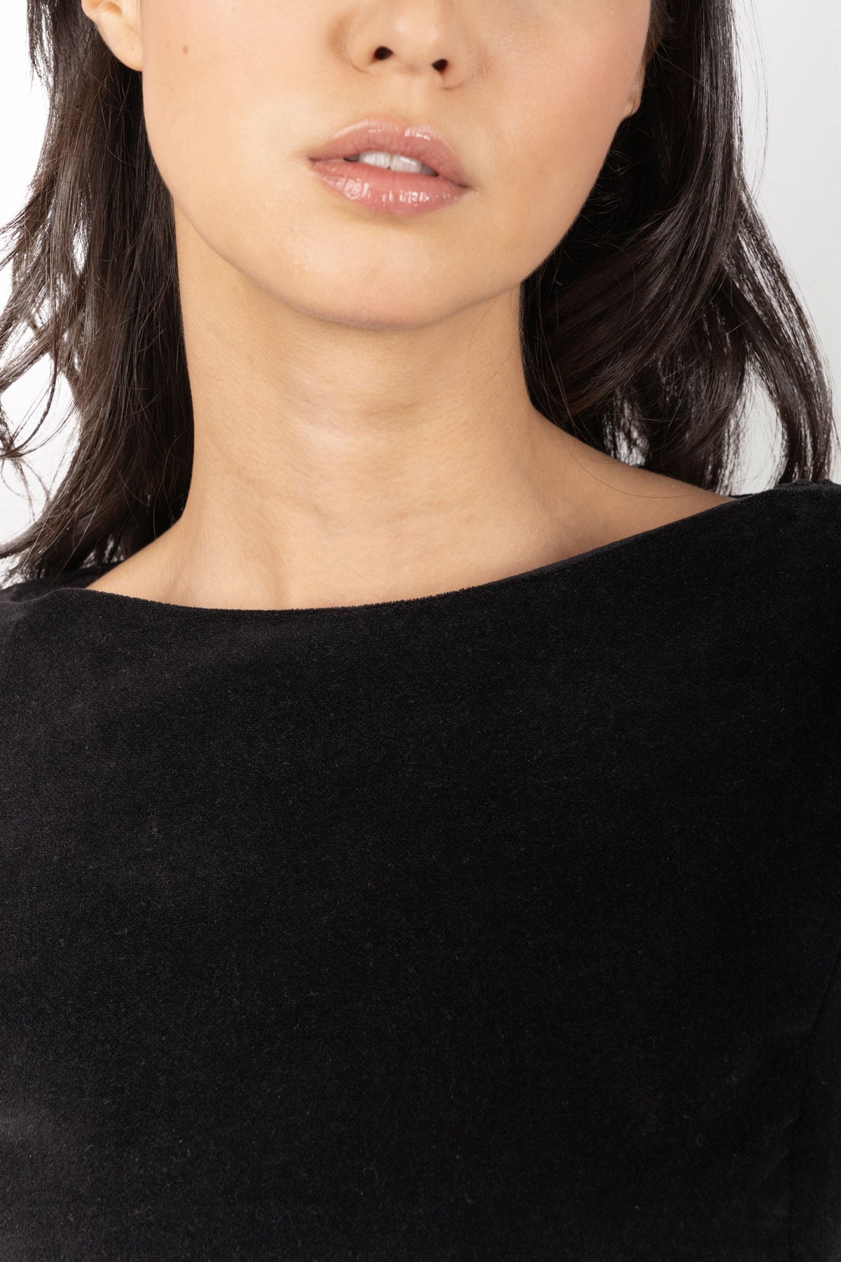 Long dress in velour and Tencel®