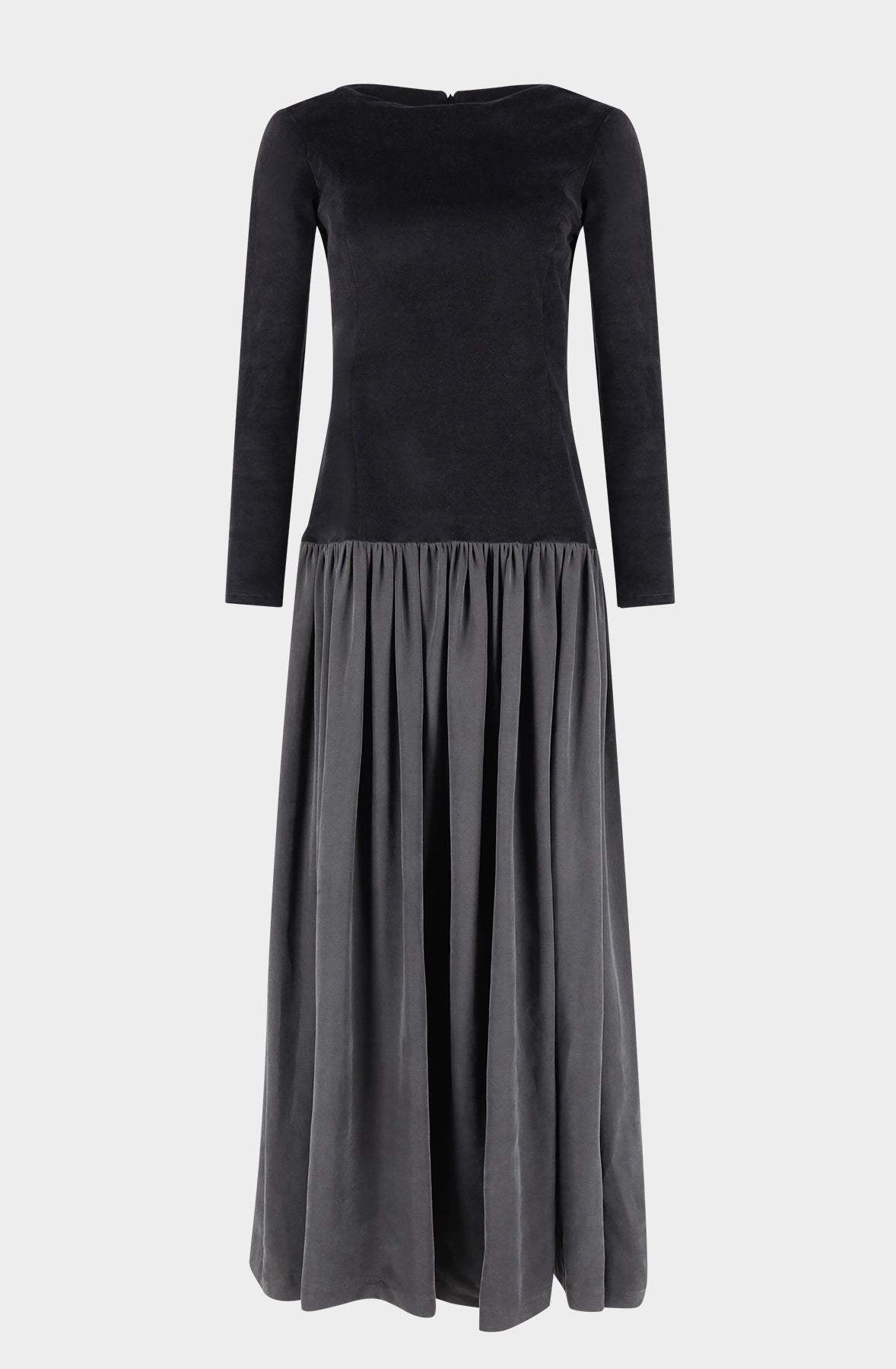 Long dress in velour and Tencel®