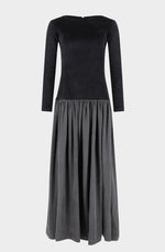 Long dress in velour and Tencel®