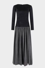 Long dress in velour and Tencel®