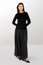 Long dress in velour and Tencel®