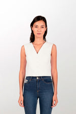 Gilet blanc en gabardine