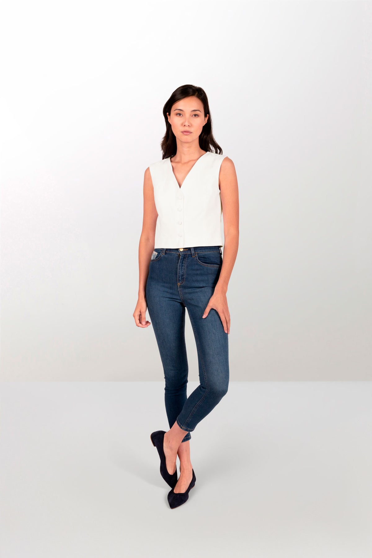 Gilet blanc en gabardine