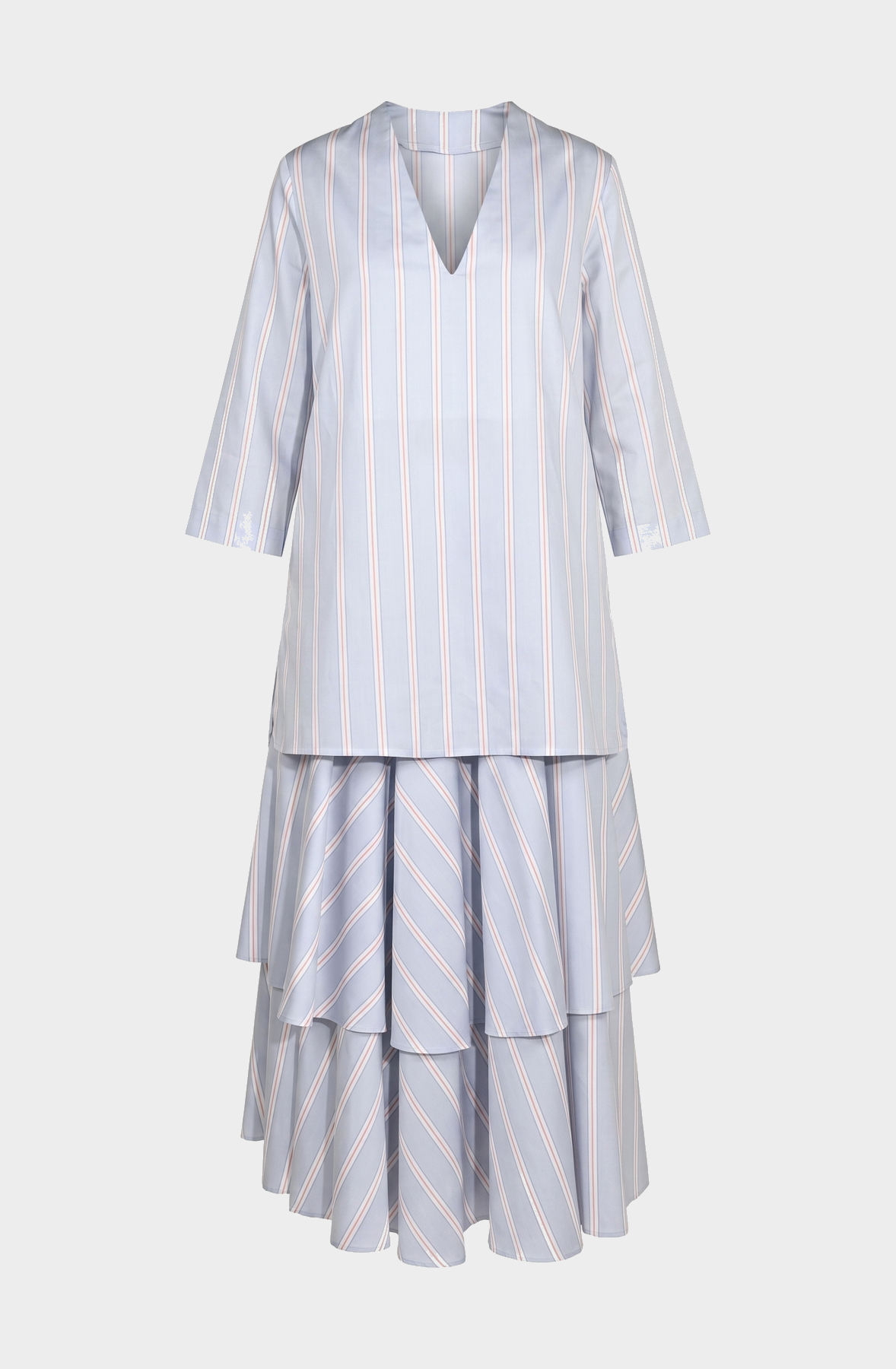 Striped cotton A-line dress with petticoat