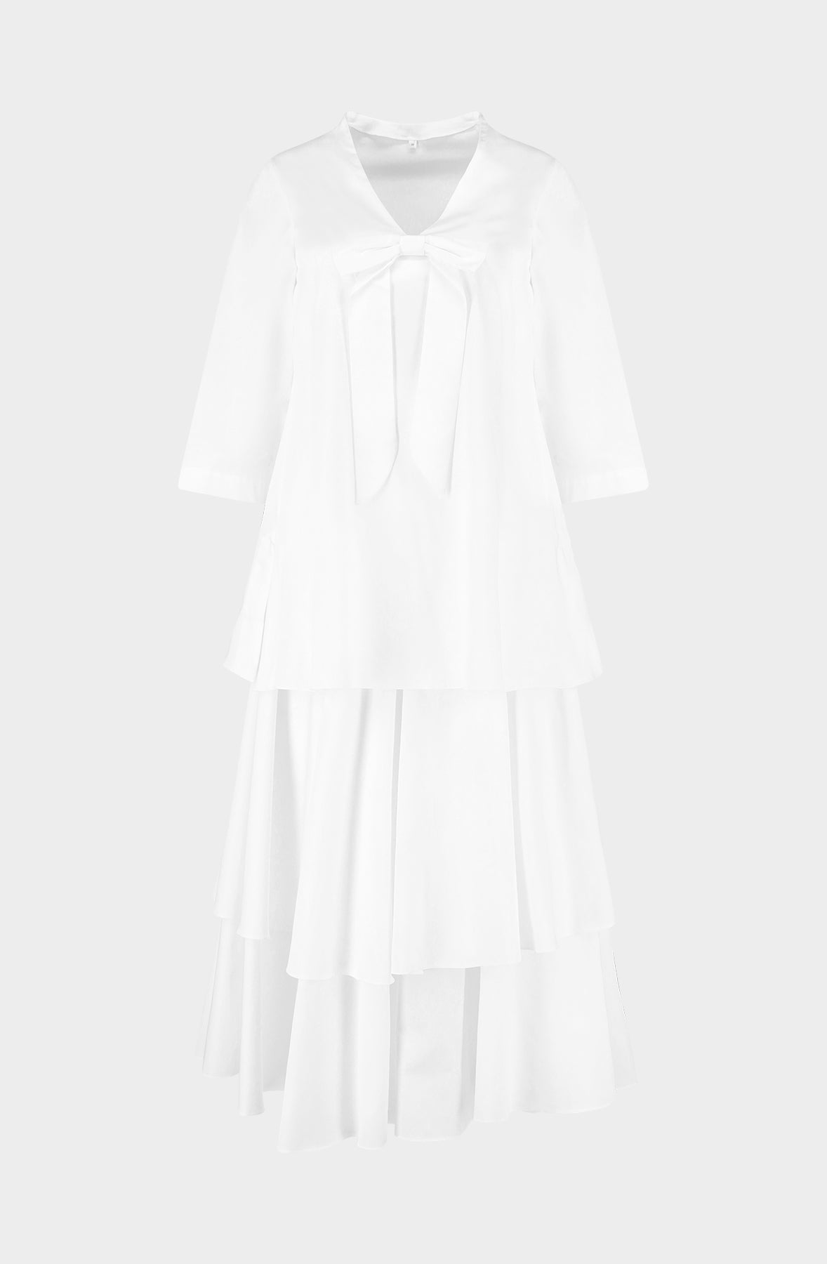 White cotton A-line dress with petticoat
