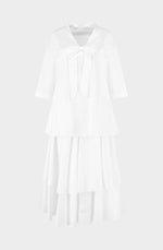 White cotton A-line dress with petticoat