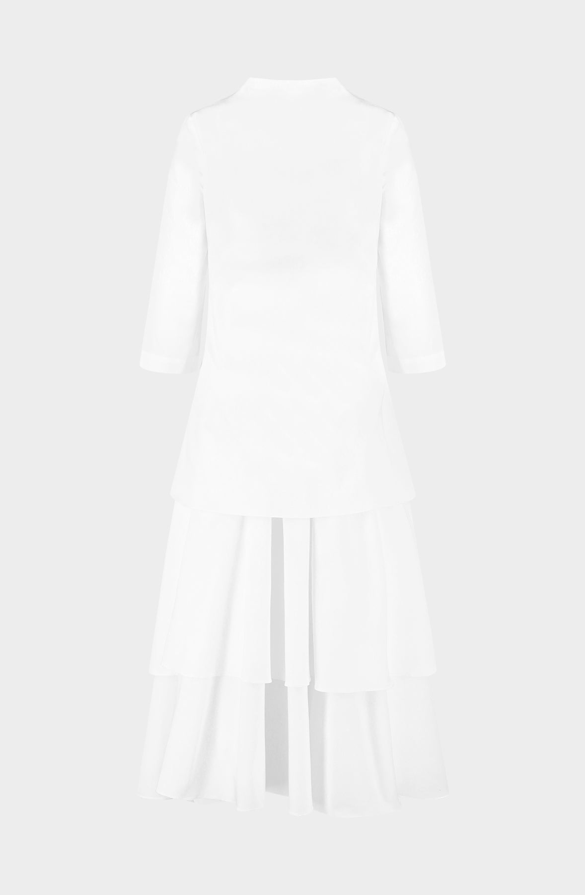 White cotton A-line dress with petticoat