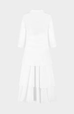 White cotton A-line dress with petticoat
