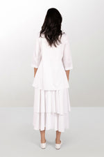 White cotton A-line dress with petticoat