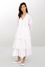 White cotton A-line dress with petticoat