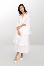 White cotton A-line dress with petticoat