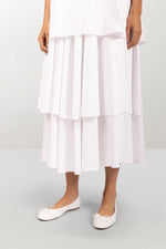 White cotton A-line dress with petticoat