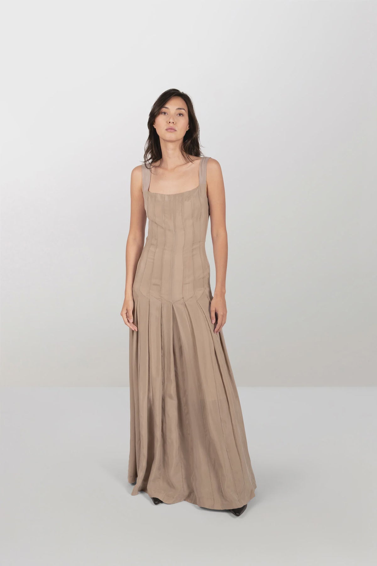 Viscose dress with vertical bands