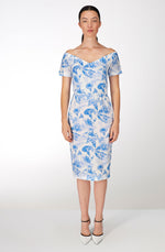 Blue trumpets pen cotton dress