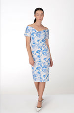 Blue trumpets pen cotton dress