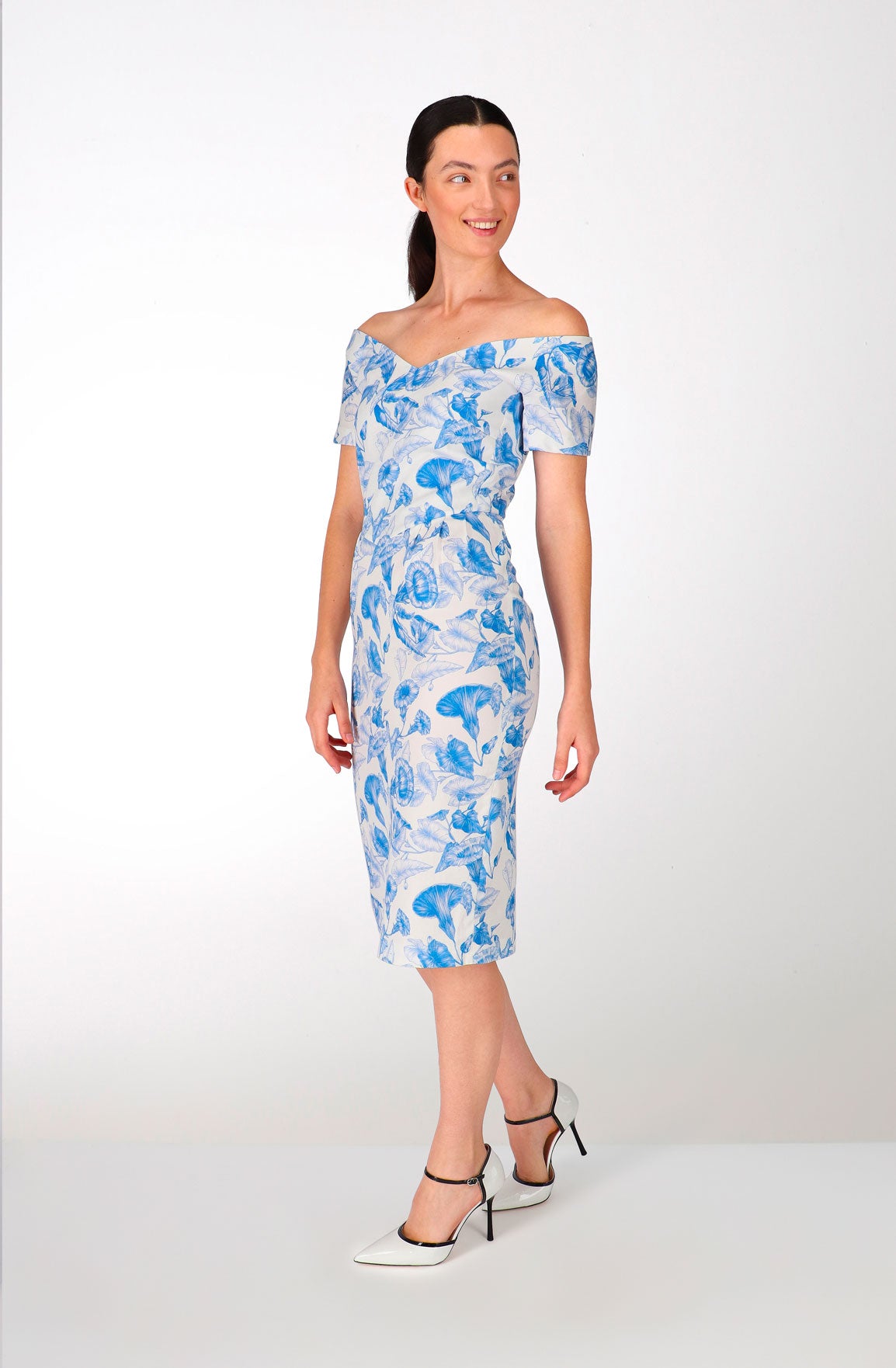 Blue trumpets pen cotton dress