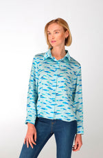 Blue fish silk shirt