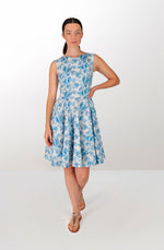 Blue sparrows cotton circular dress