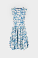 Blue sparrows cotton circular dress
