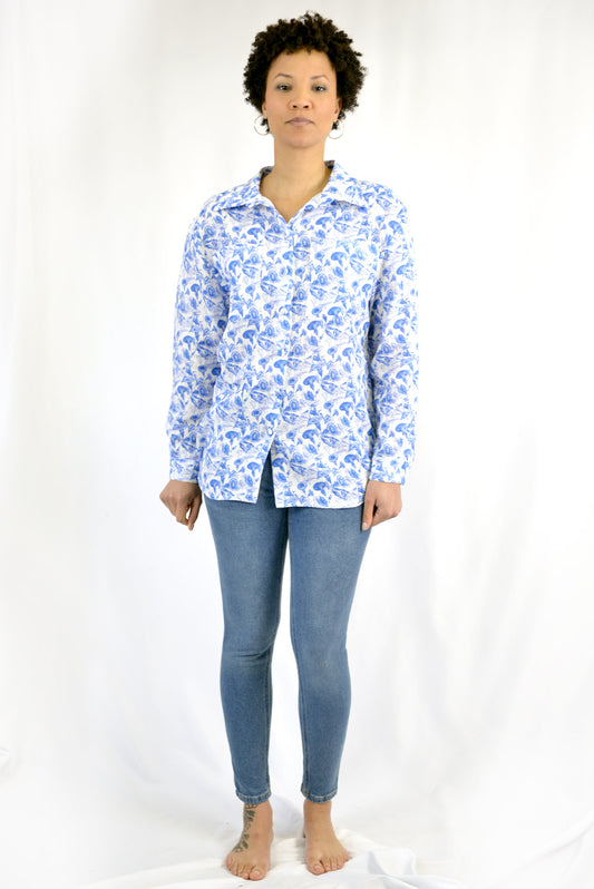 Oversize shirt Blue flowers (#28-4)