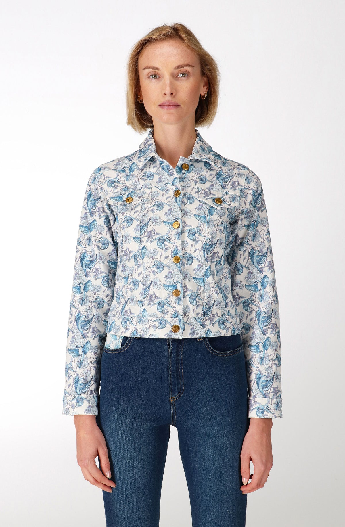 Blue sparrow denim jacket