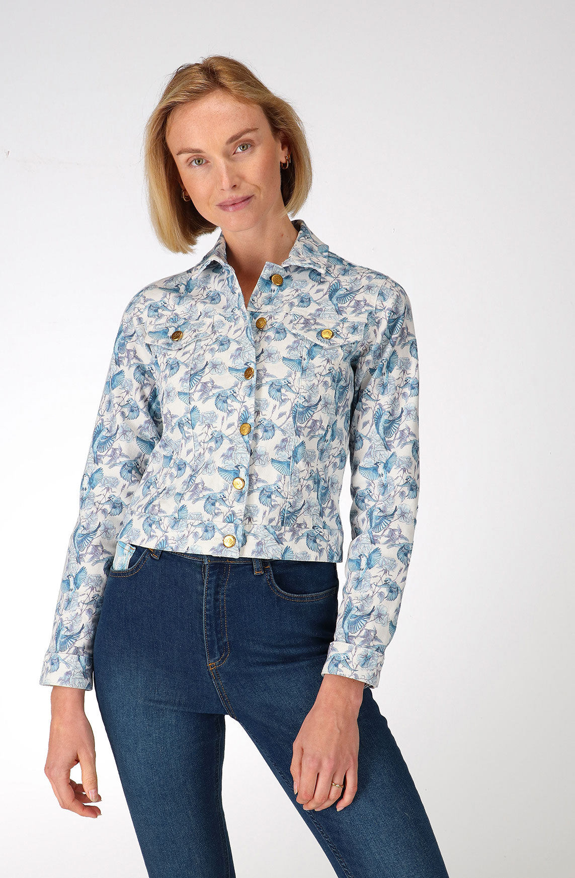 Blue sparrow denim jacket