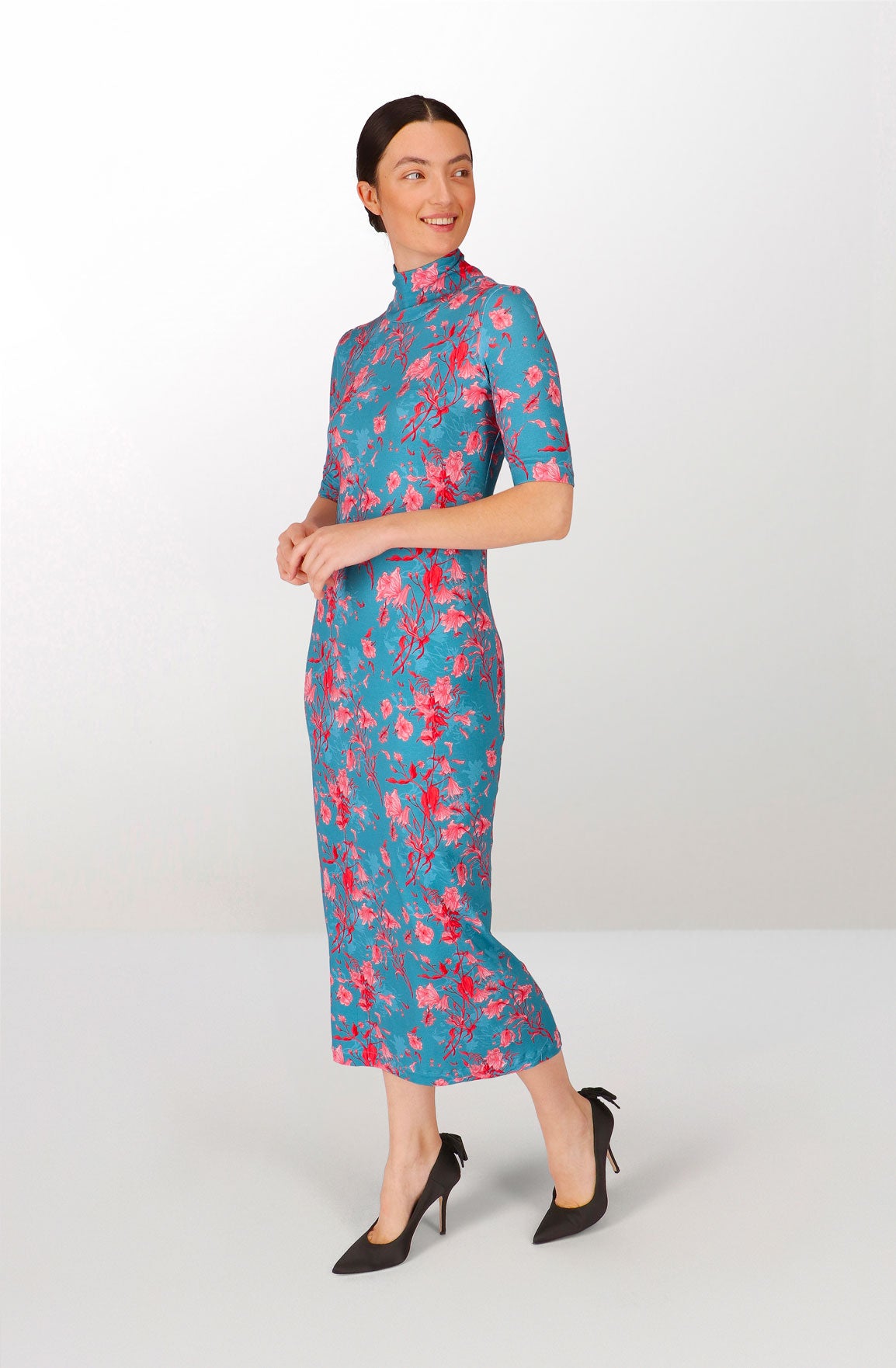 Faded flowers viscose long dress