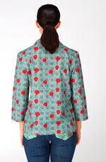 Green plaid cotton 3/4 sleeved shirt