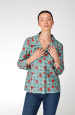 Green plaid cotton 3/4 sleeved shirt