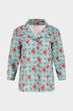 Green plaid cotton 3/4 sleeved shirt