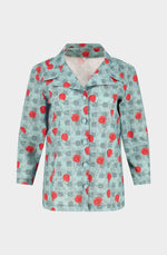 Green plaid cotton 3/4 sleeved shirt