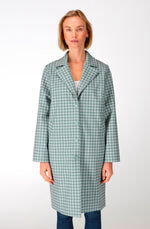 Grey houndstooth polyester waterproof coat