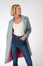 Grey houndstooth polyester waterproof coat