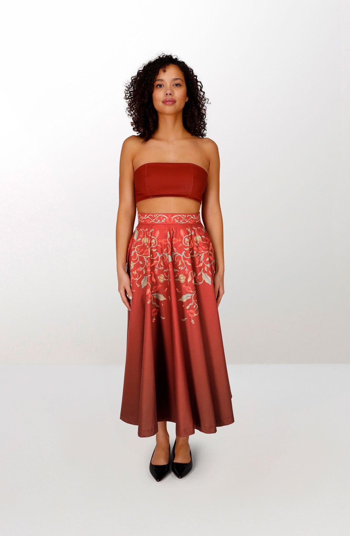 Organic cotton red long skirt