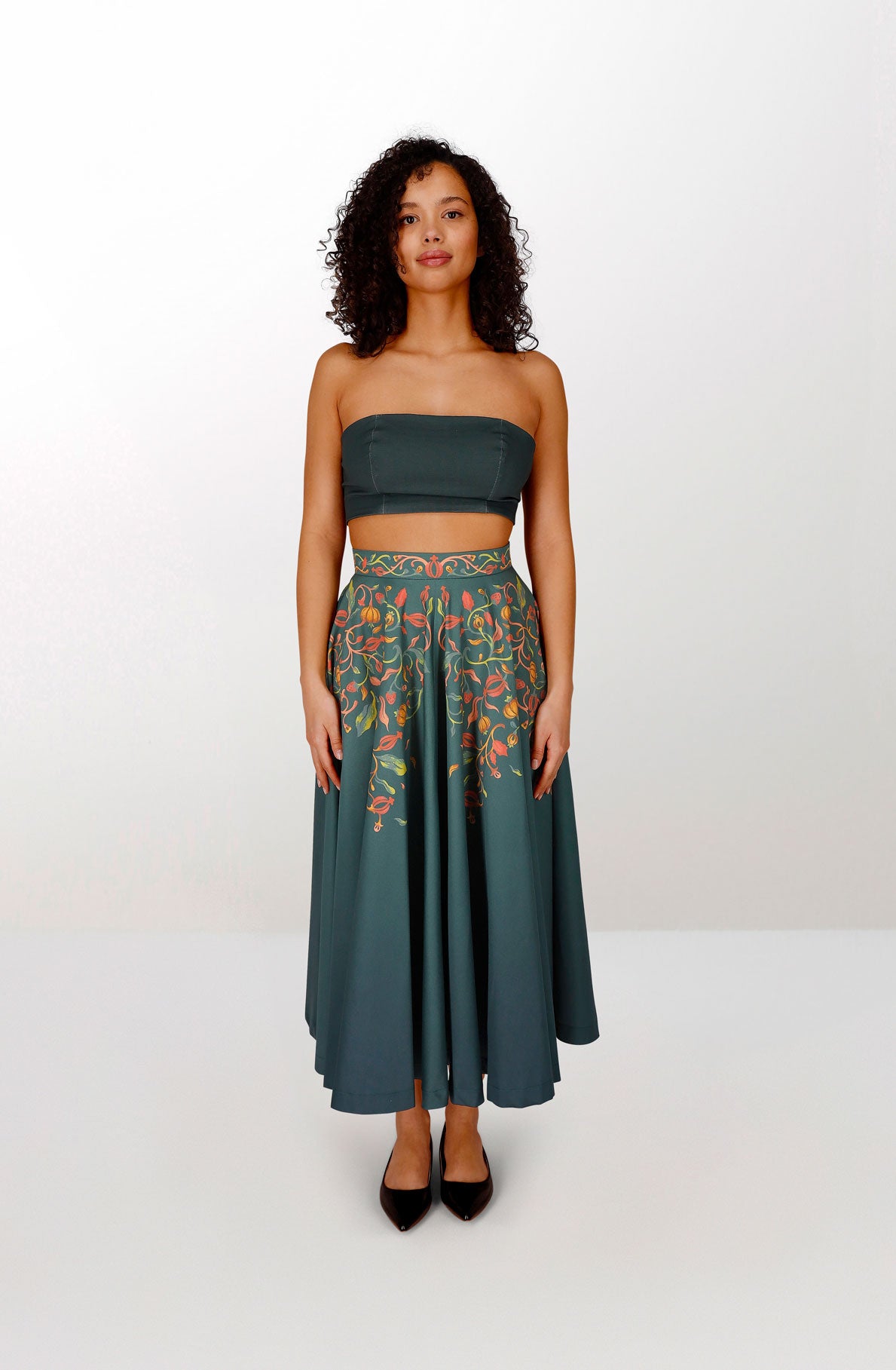 Organic cotton green long skirt