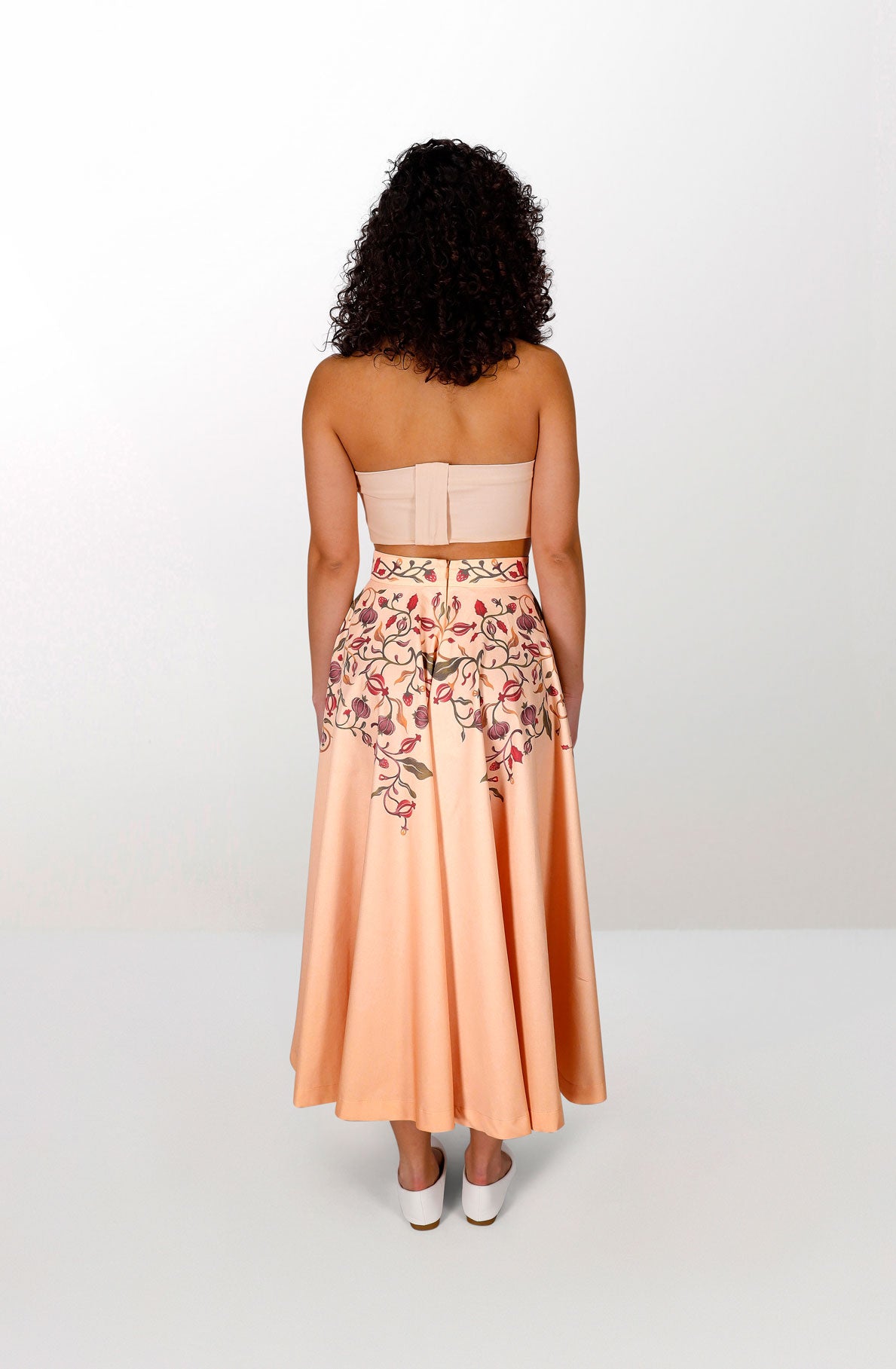 Organic cotton cream long skirt