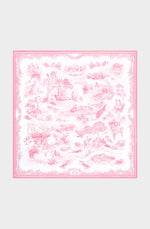Silk Scraf 90 "Toile de Jouy" Pink